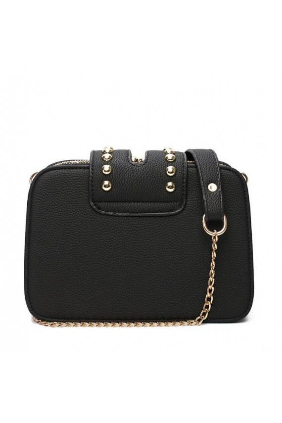 Juodos spalvos mini rankinė "Embroidery Flowers"