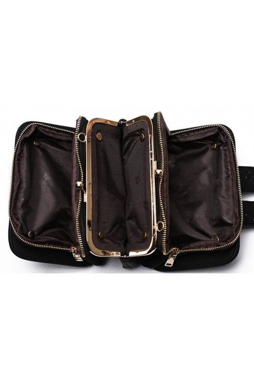 Juodos spalvos mini rankinė "Embroidery Flowers"