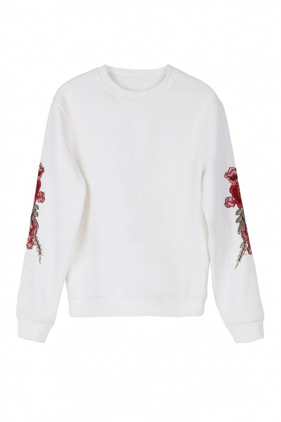Baltas džemperis Rose Patches