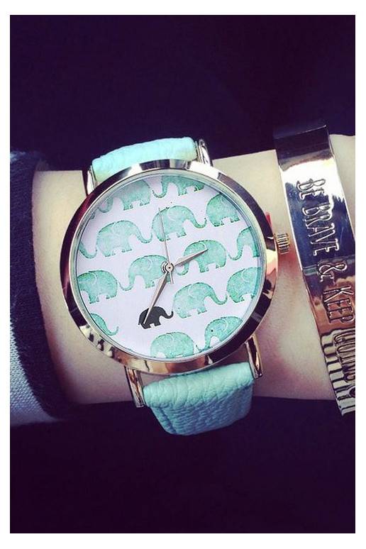 Žalsvai melsvas laikrodis "The Lucky Elephant" Žalsvai melsvas laikrodis "The Lucky Elephant"