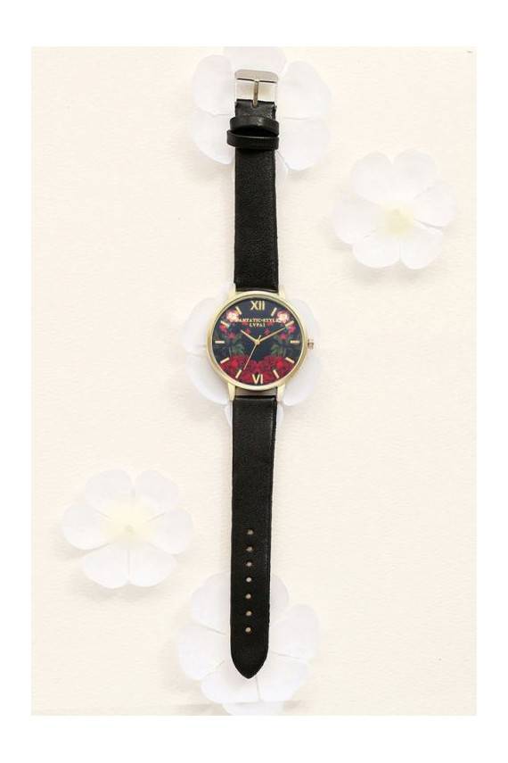 Laikrodis "Roses" su juoda apyranke