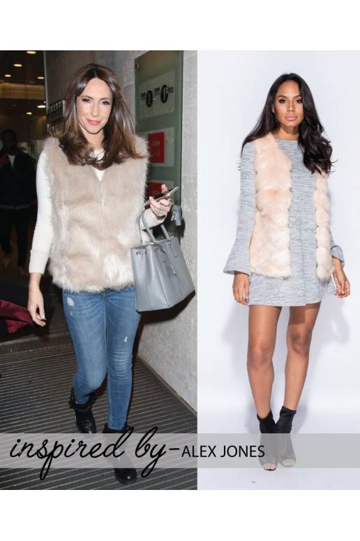 Smėlio spalvos liemenė "Chevron Pattern Faux Fur"