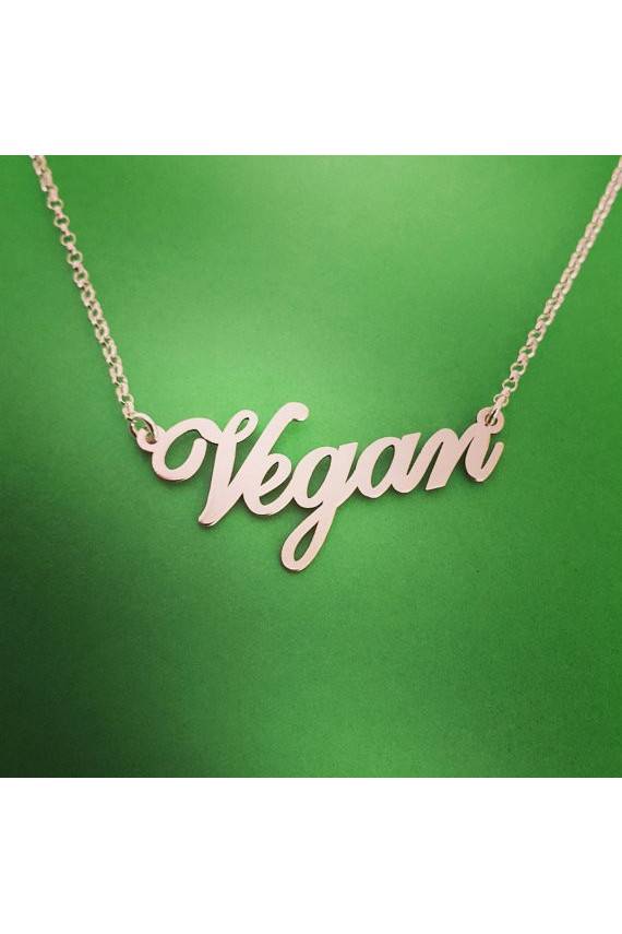 Sidabro spalvos kaklo papuošalas "Vegan"