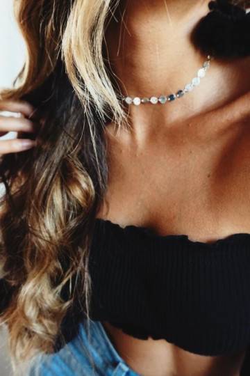 Sidabro spalvos kaklo papuošalas "Honey" 2