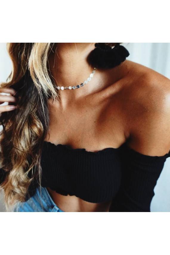 Sidabro spalvos kaklo papuošalas "Honey"