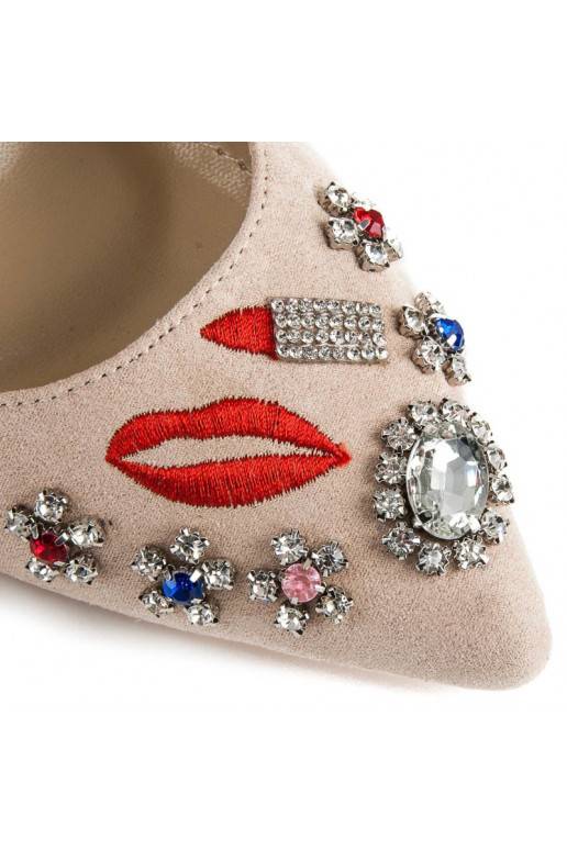 Zomšiniai smėlio spalvos bateliai su...