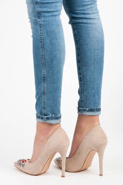 Zomšiniai smėlio spalvos bateliai su...