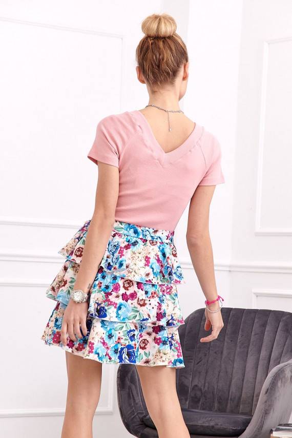 Moteriška palaidinė su trumpomis rankovėmis  rausvo atspalvio