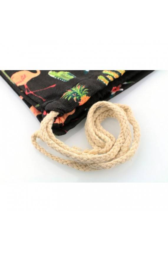 Sportinė kuprinytė su flamingais mėlynos spalvos su dirželiais PLW-01WZ5