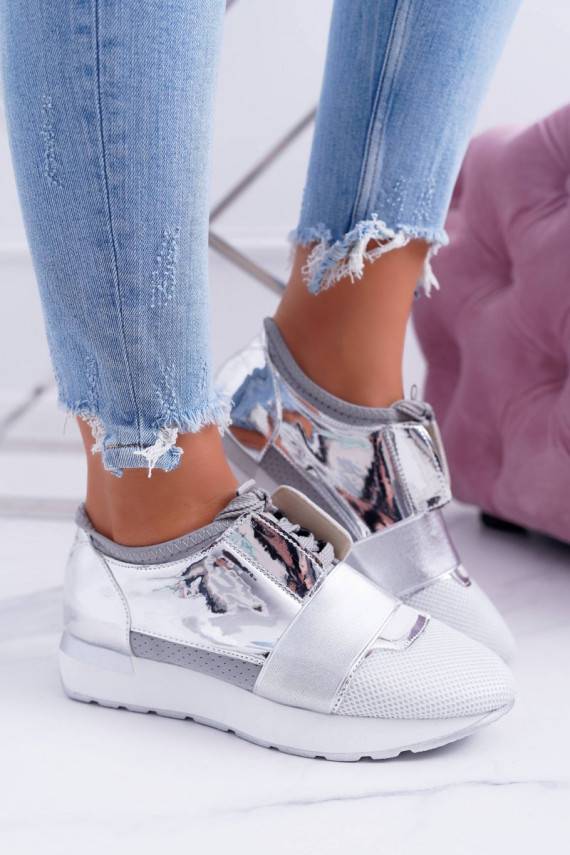 Lu Boo Moteriški sidabro spalvos Sportinio stiliaus batai Madoni