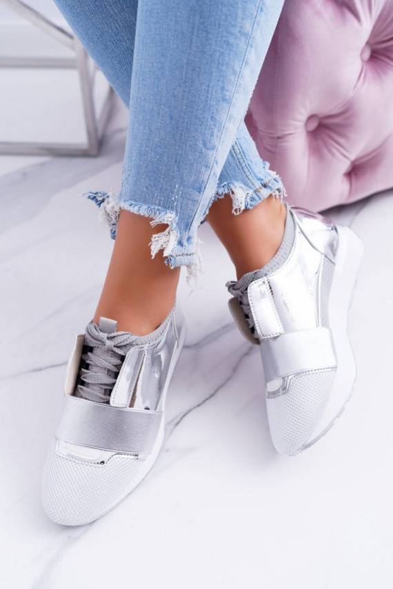 Lu Boo Moteriški sidabro spalvos Sportinio stiliaus batai Madoni