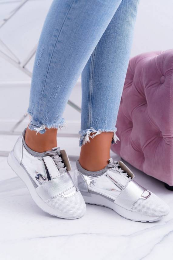 Lu Boo Moteriški sidabro spalvos Sportinio stiliaus batai Madoni