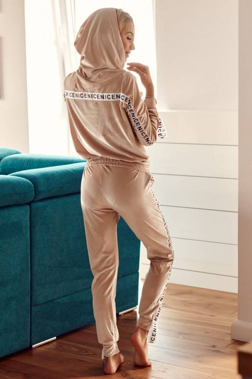 Veliūrinis komplektas su juostelėmis dramblio kaulo spalvos DD_32650_BEIGE