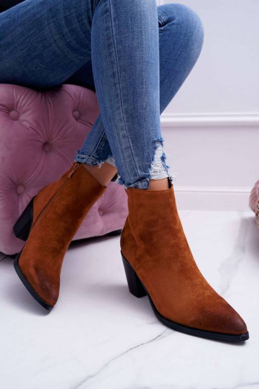 Moteriški Aulinukai su kulniukais zomšiniai rudos spalvos Niki