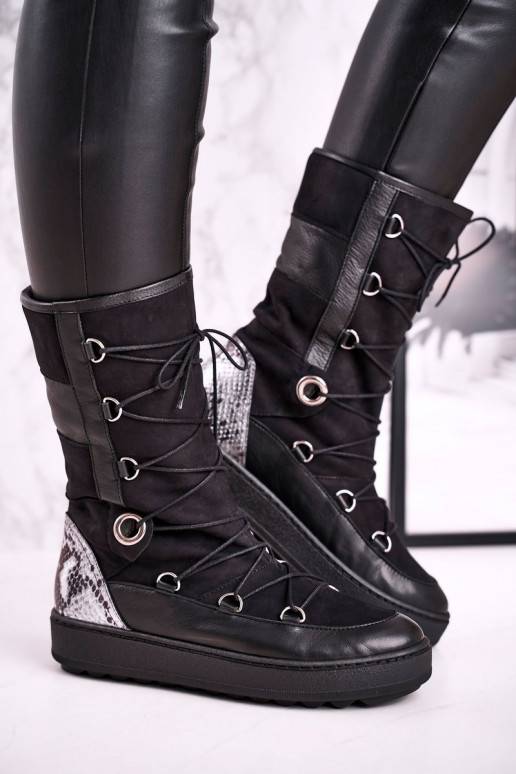 sniego batai iš zomšos su kailiuku Laura Messi juodos spalvos 2054