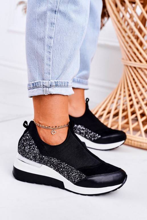   Odiniai Sneakers modelio batai juodos spalvos sidabro spalvos Frances