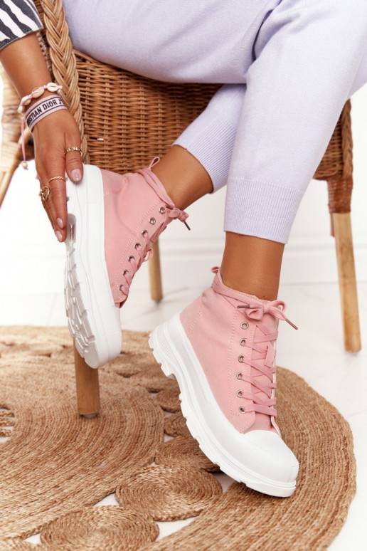   laisvalaikio batai su auliuku su plačiais padais rožinės spalvos Trissy