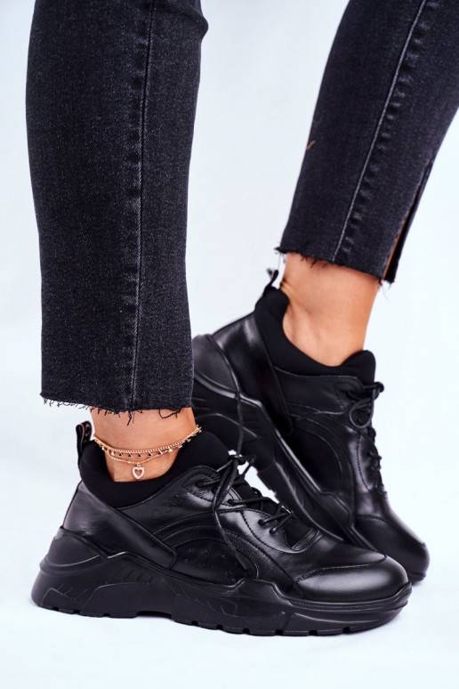   Sneakers modelio batai Goe iš natūralios odos juodos spalvos GG2N3041