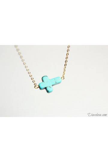 Kaklo papuošalas "Turquoise Cross" 2