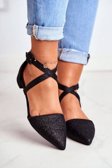 Balerinos su blizgesiu su smailiomis nosytėmis juodos spalvos Vontare 2