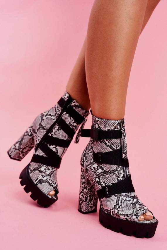 Aulinukai su aukštais kulnais Open Toe su gyvatės odos imitacija Gladios