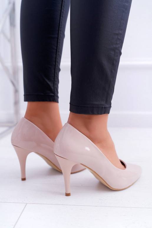 aukštakulniai bateliai damskie Sergio Leone su lako efektu smėlio spalvos Greca