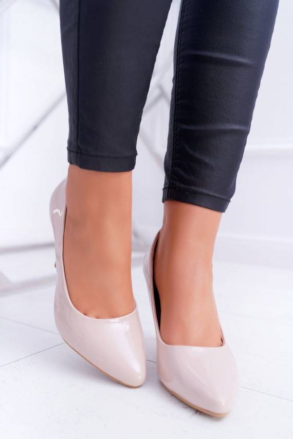 aukštakulniai bateliai damskie Sergio Leone su lako efektu smėlio spalvos Greca