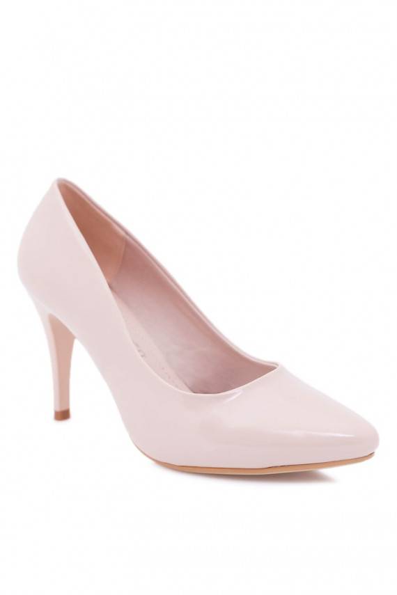 aukštakulniai bateliai damskie Sergio Leone su lako efektu smėlio spalvos Greca