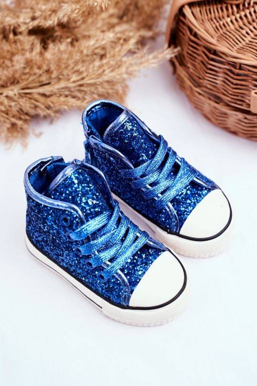 Vaikiški su blizgesiu laisvalaikio batai mėlynos spalvos Ally