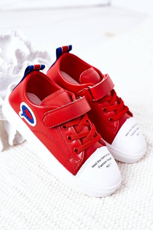Vaikiški laisvalaikio batai su lipniais užsegimais raudonos spalvos Cartoon