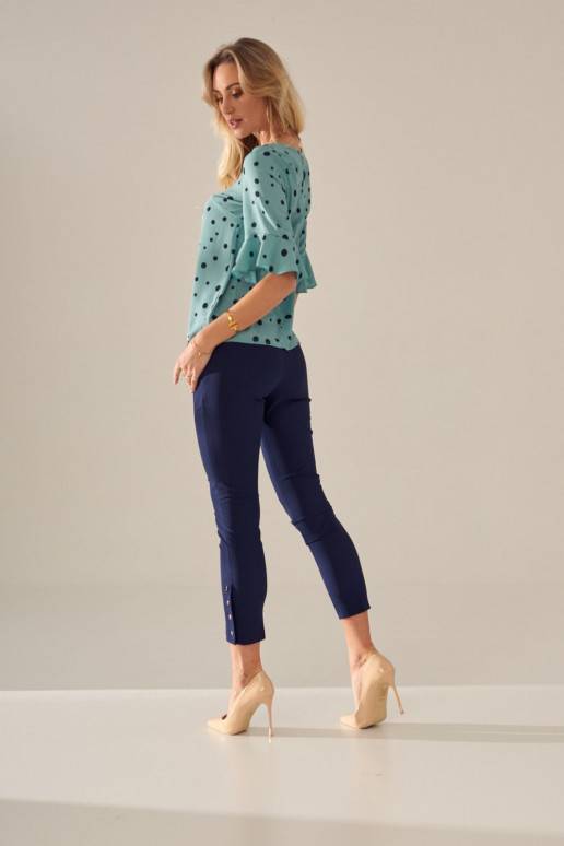 Moteriška palaidinė su taškučiais alyvuogių spalvos Moteriška palaidinė su taškučiais alyvuogių spalvos