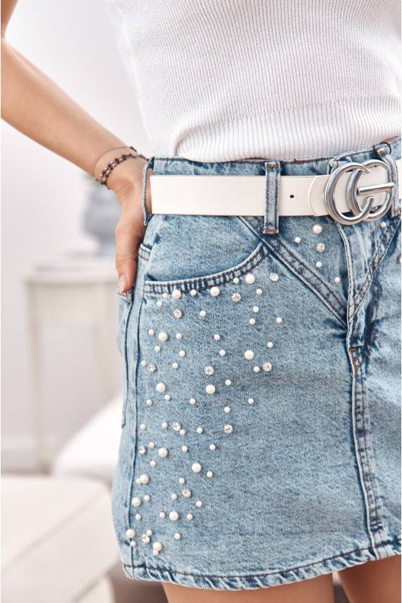 Džinsinis sijonas su perliukais