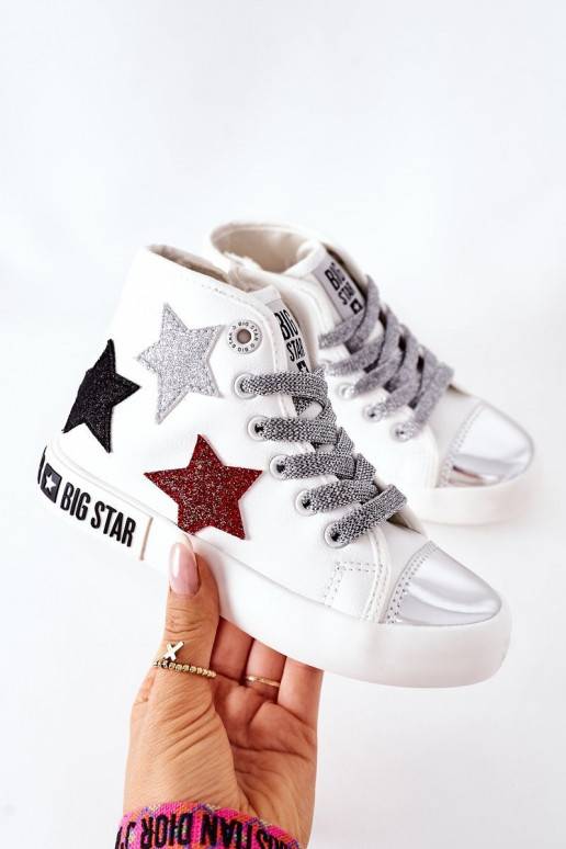 Vaikiški laisvalaikio batai su auliuku su užtrauktukais BIG STAR II374029 baltos spalvos