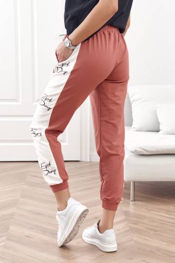 Sportinės kelnės su juostelėmis tamsaus rožinio atspalvio 1057 2