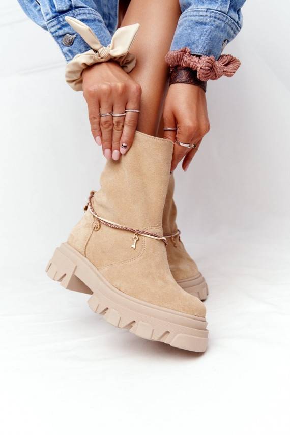 iš zomšos masyvūs aulinukai Lewski Shoes 3006-0 Piaskowe