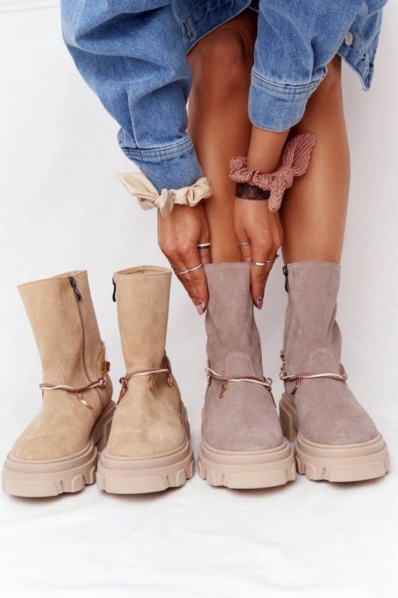 iš zomšos masyvūs aulinukai Lewski Shoes 3006-0 Piaskowe