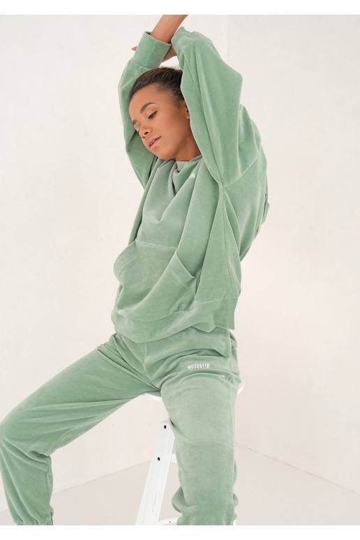 Džemperis su gobtuvu šviesios kreminės spalvos