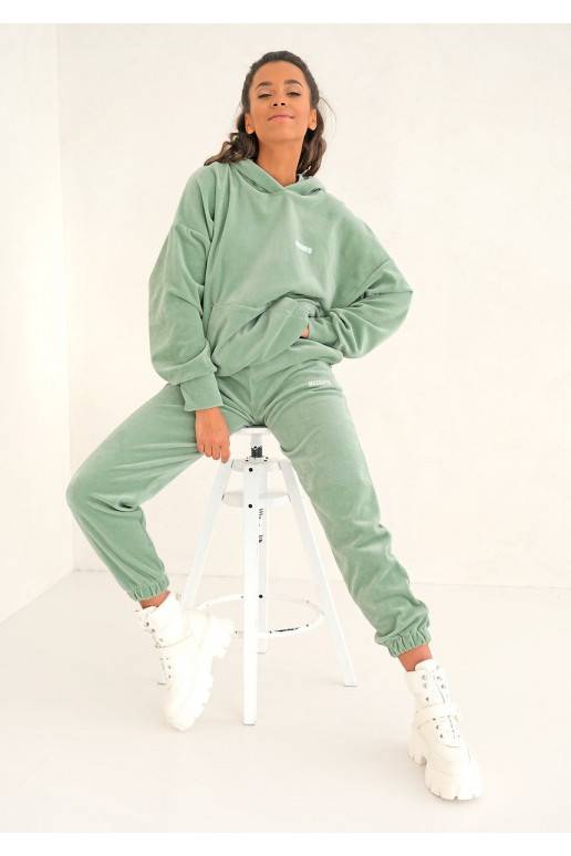 Džemperis su gobtuvu šviesios kreminės spalvos