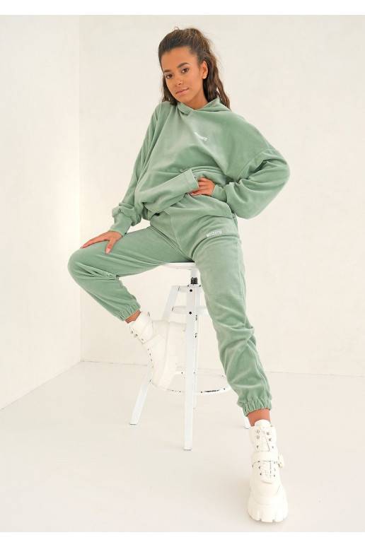 Džemperis su gobtuvu šviesios kreminės spalvos