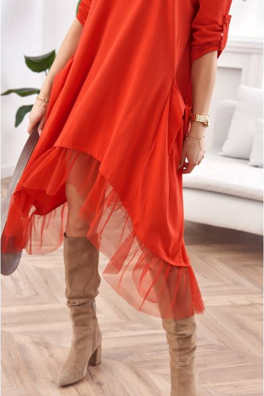 Asimetriška suknelė oversize raudonos spalvos