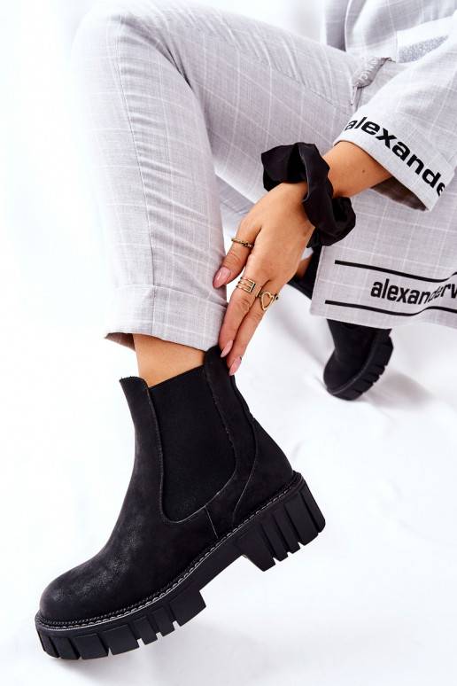 masyvūs aulinukai batai pašiltinti Sergio Leone TR761 juodos spalvos