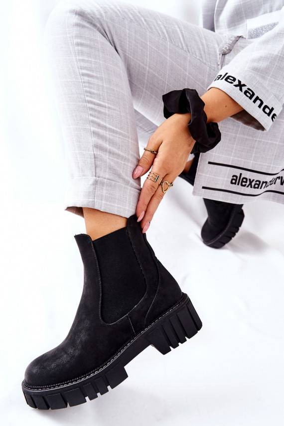 masyvūs aulinukai batai pašiltinti Sergio Leone TR761 juodos spalvos