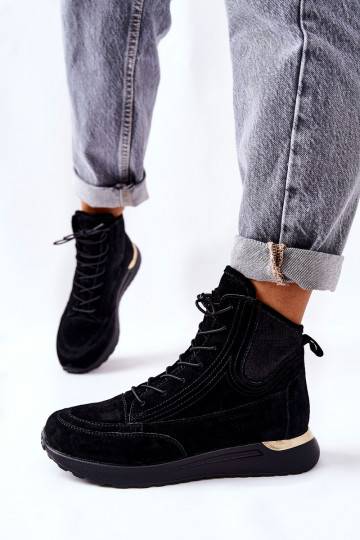 iš zomšos Sportinio stiliaus Sneakers modelio batai juodos spalvos Chocci