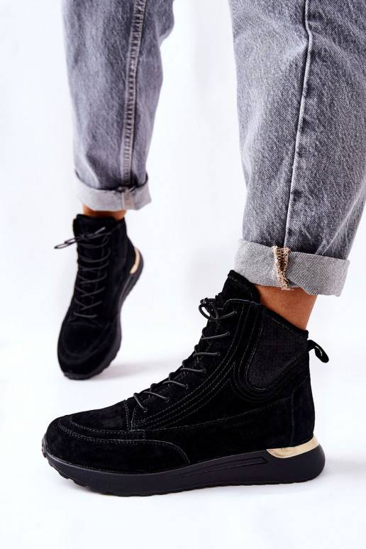  iš zomšos Sportinio stiliaus Sneakers modelio batai juodos spalvos Chocci