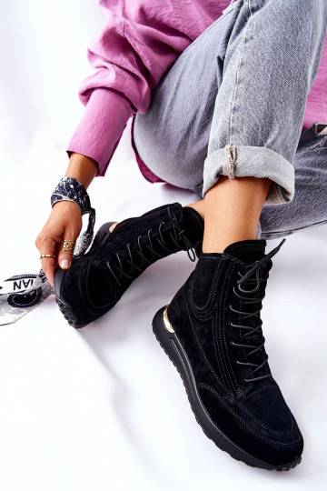 iš zomšos Sportinio stiliaus Sneakers modelio batai juodos spalvos Chocci 2