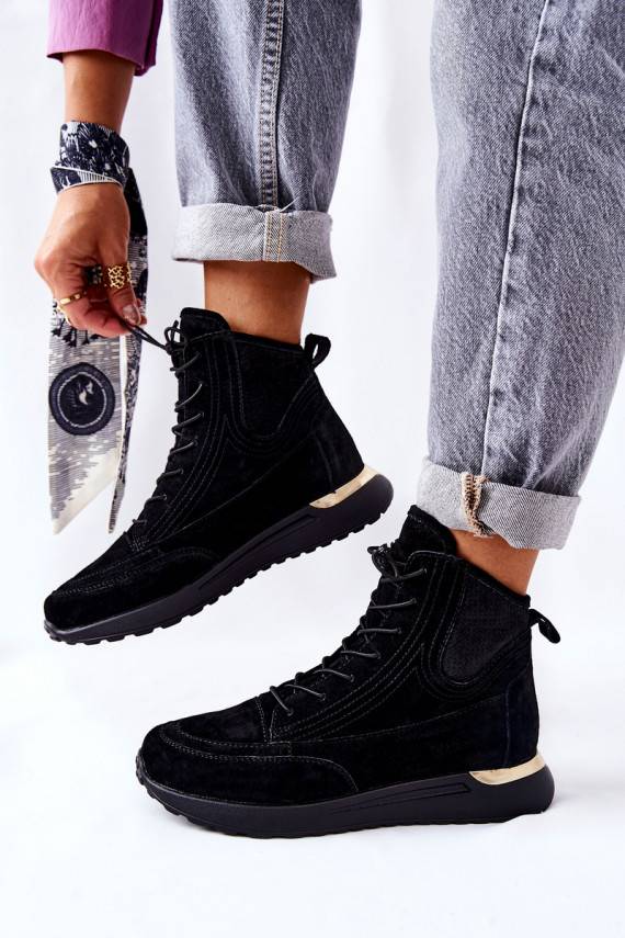  iš zomšos Sportinio stiliaus Sneakers modelio batai juodos spalvos Chocci