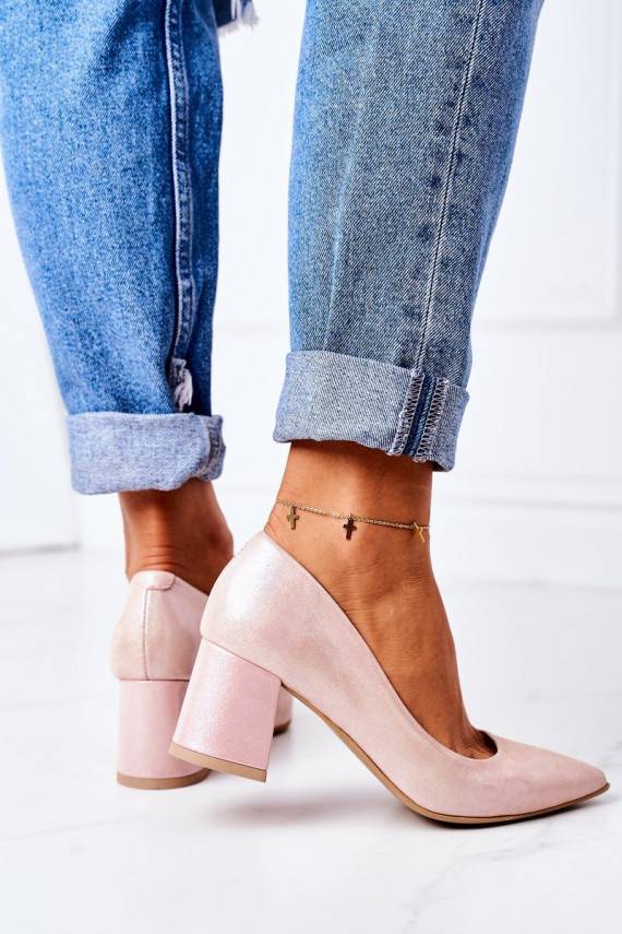 Satino medžiagos Bateliai Ze Zwierzęcym Wzorem Lewski Shoes 2801 rožinės spalvos