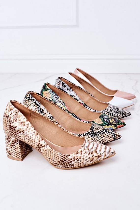 Satino medžiagos Bateliai Ze Zwierzęcym Wzorem Lewski Shoes 2801 rožinės spalvos