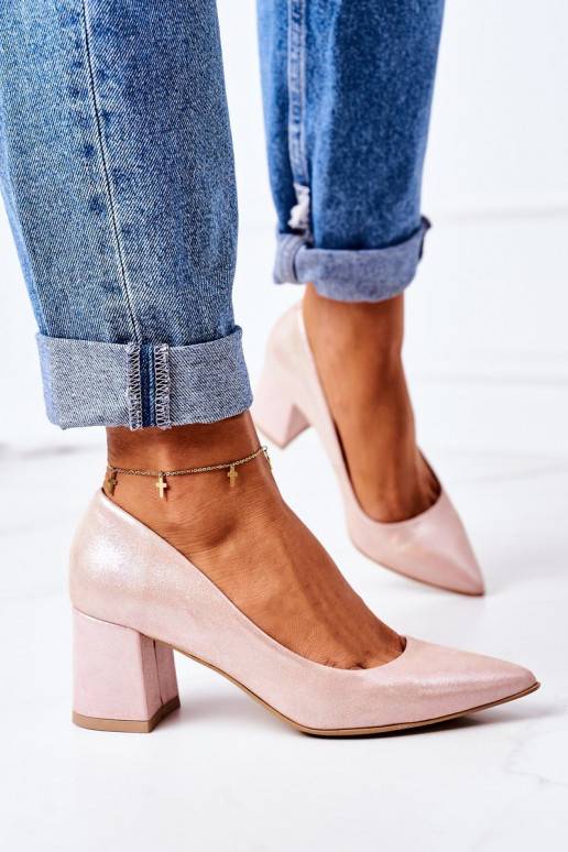 Satino medžiagos Bateliai Ze Zwierzęcym Wzorem Lewski Shoes 2801 rožinės spalvos