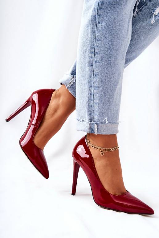 su lako efektu aukštakulniai bateliai smailiomis nosytėmis Monnari 0220-005 raudonos spalvos